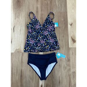NWT Draper James Navy Floral Tankini Size Small